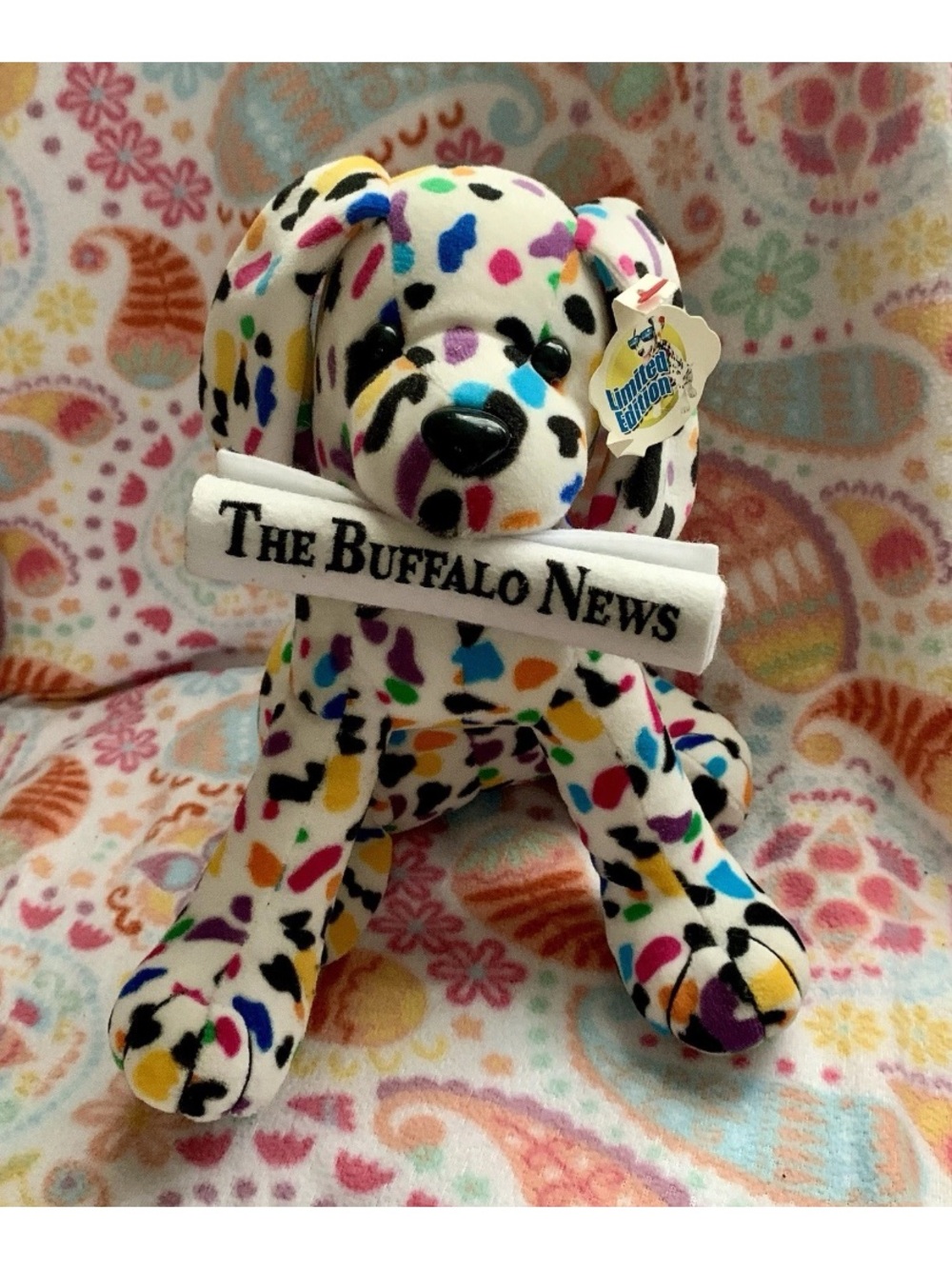Team Beans Buffalo News Beanbag Rainbow Dalmatian Plush 10” Weighted